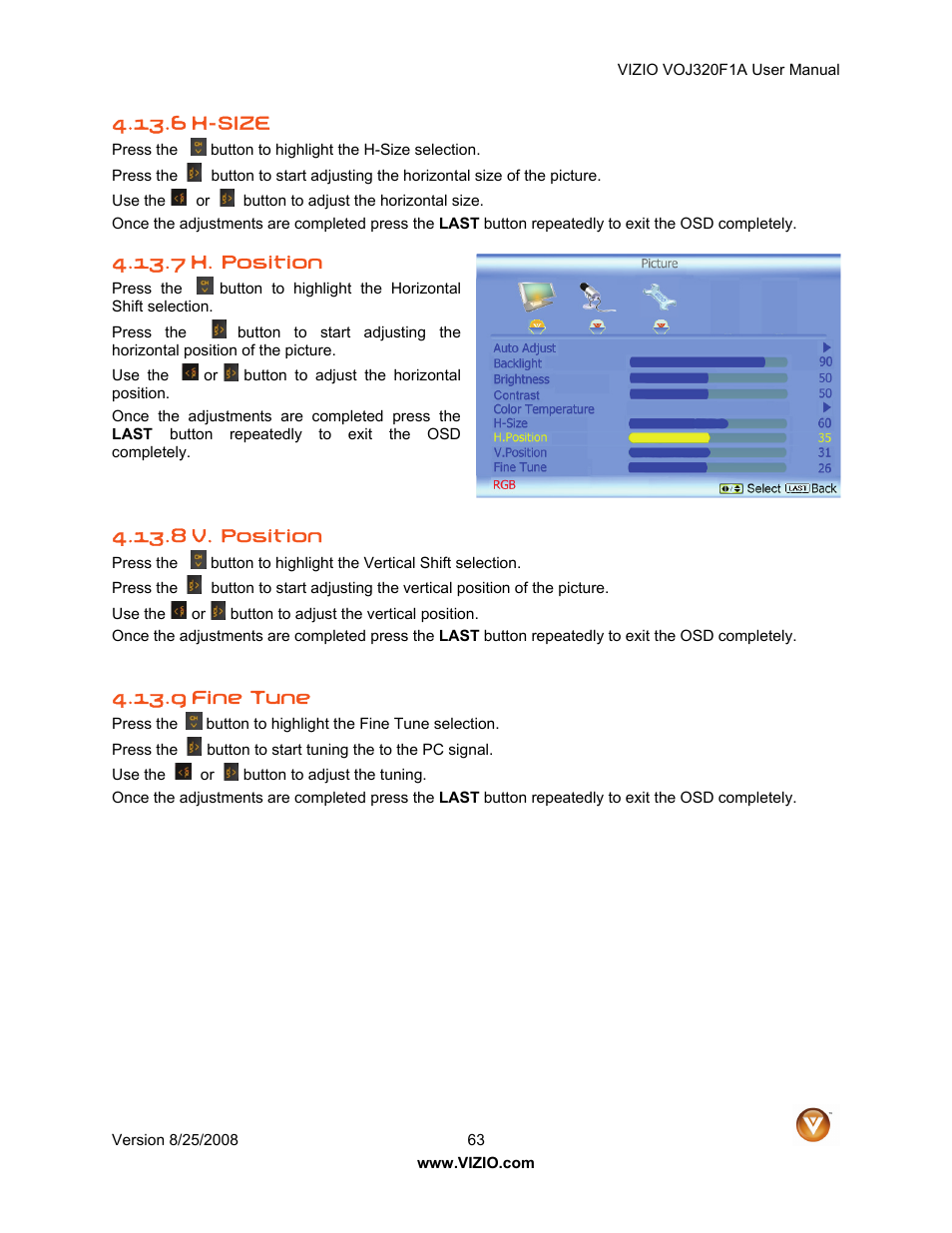 Vizio VOJ320F1A User Manual | Page 63 / 76