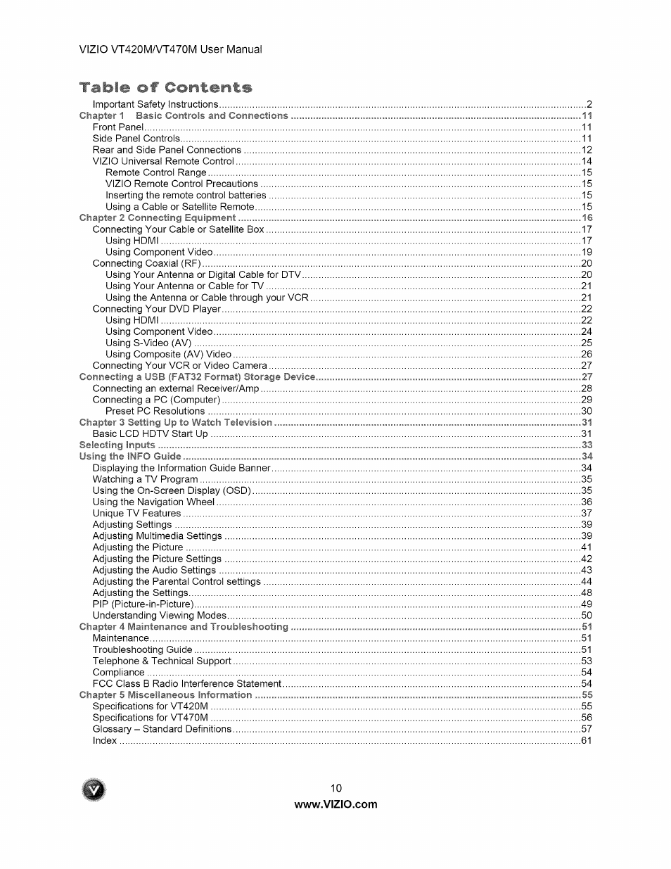 Ints | Vizio VT470M User Manual | Page 10 / 63