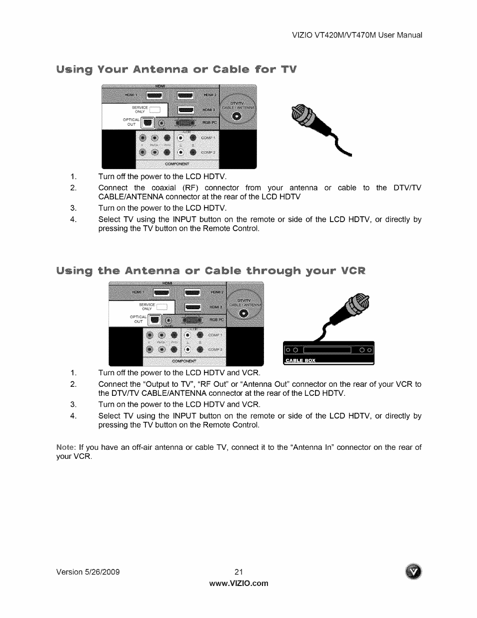 Using, Using your | Vizio VT470M User Manual | Page 21 / 63