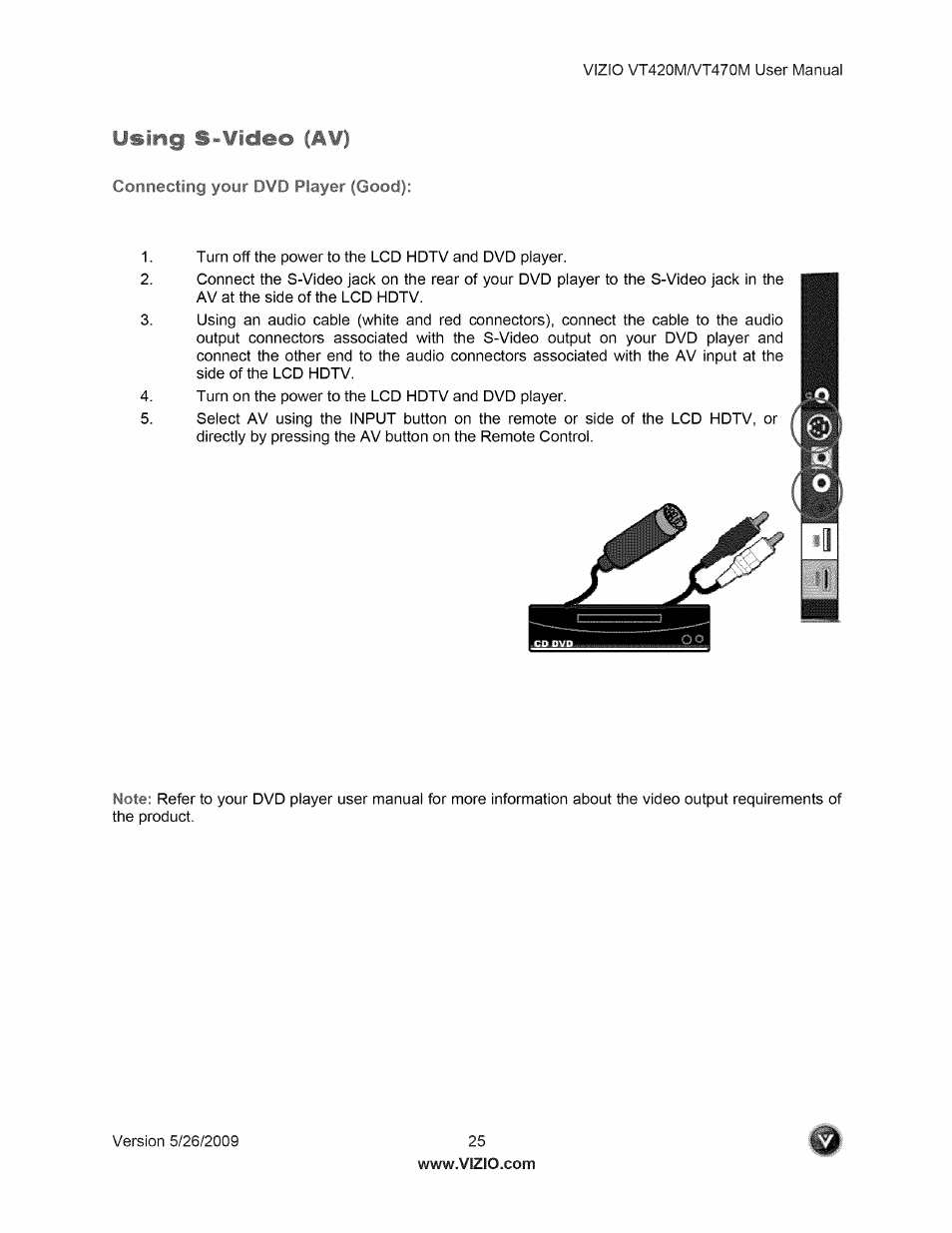 Connecting your dvd player (good) | Vizio VT470M User Manual | Page 25 / 63