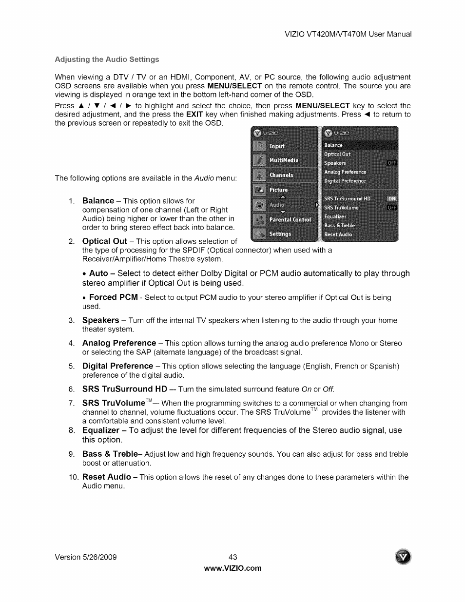 Vizio VT470M User Manual | Page 43 / 63