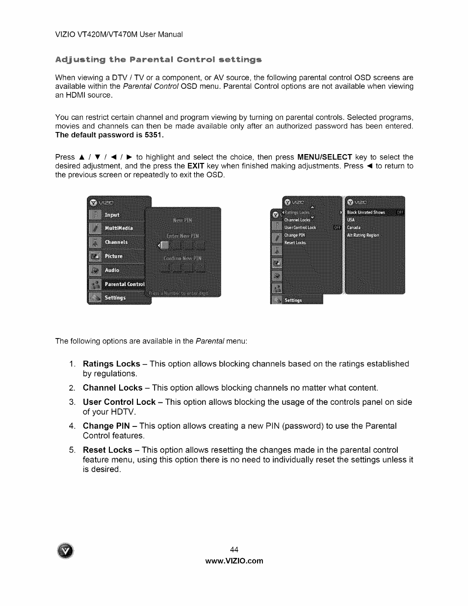 Vizio VT470M User Manual | Page 44 / 63