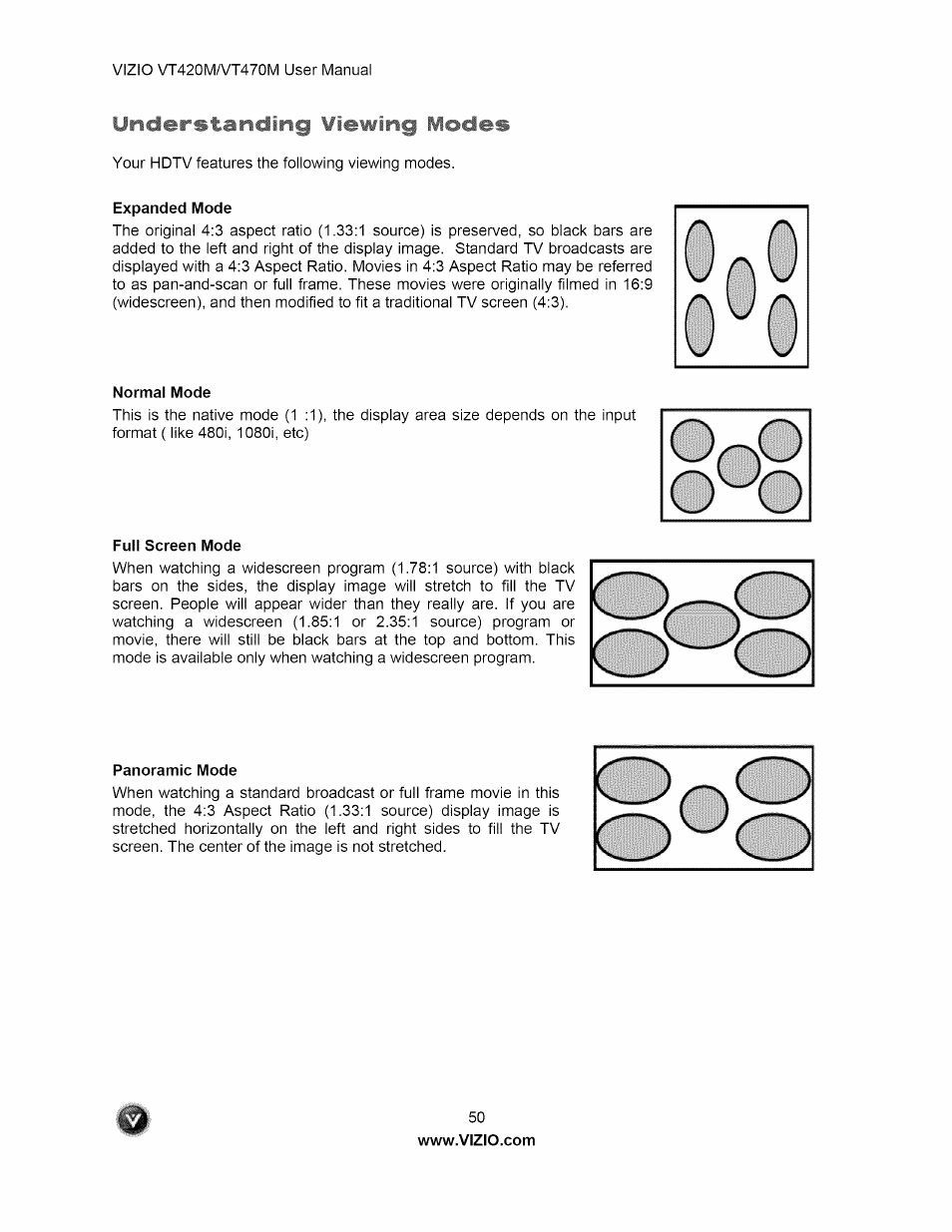 Understanding viewing modes | Vizio VT470M User Manual | Page 50 / 63