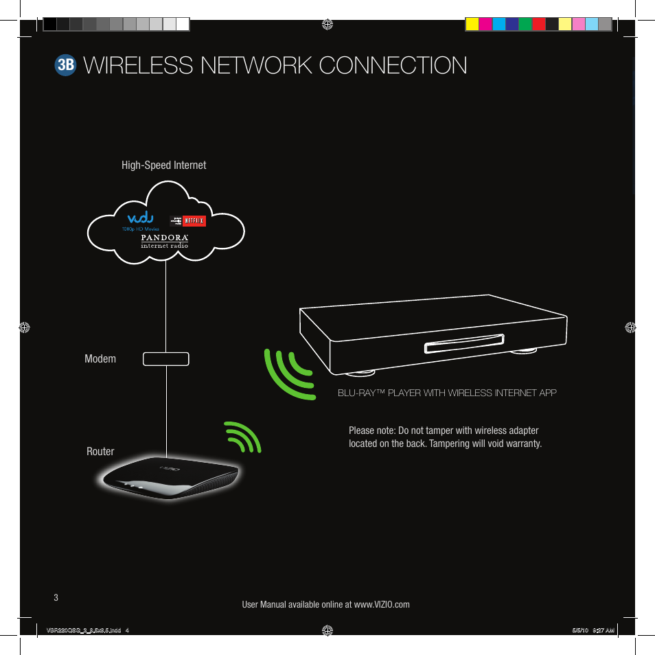 Wireless network connection | Vizio VBR220 User Manual | Page 4 / 12