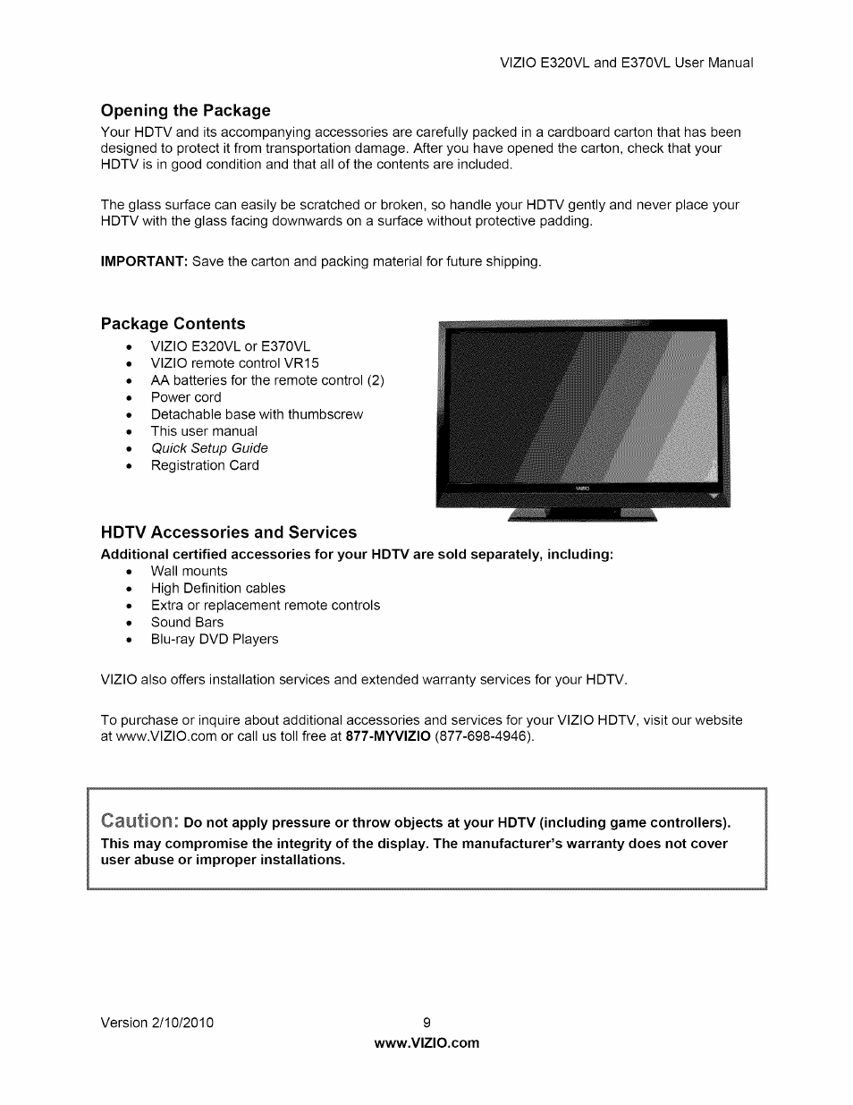Vizio E320VL User Manual | Page 9 / 54