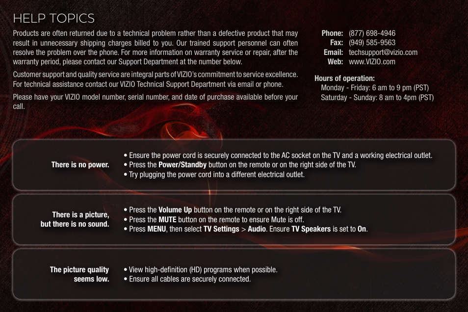 Help topics | Vizio E190VA User Manual | Page 10 / 12