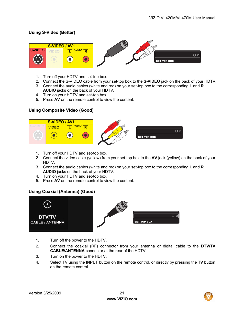 Vizio VL470M User Manual | Page 21 / 64