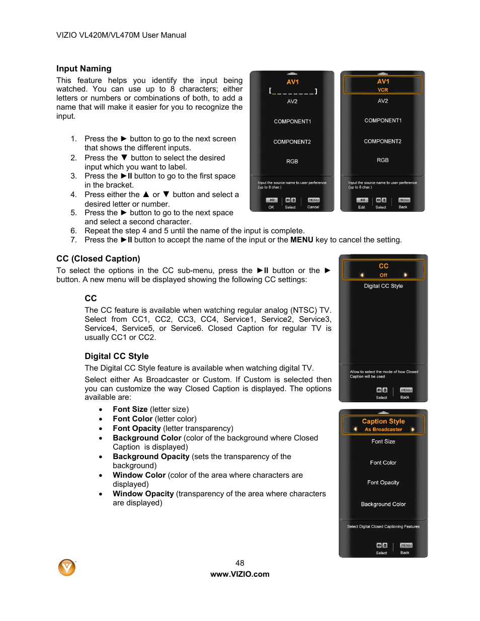 Vizio VL470M User Manual | Page 48 / 64