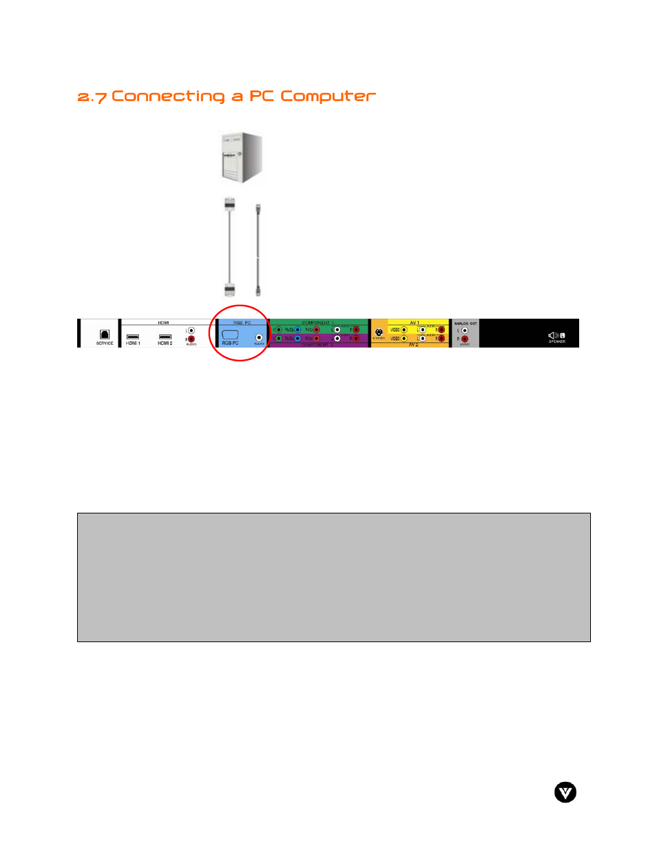 7 connecting a pc computer | Vizio GV47L User Manual | Page 29 / 75