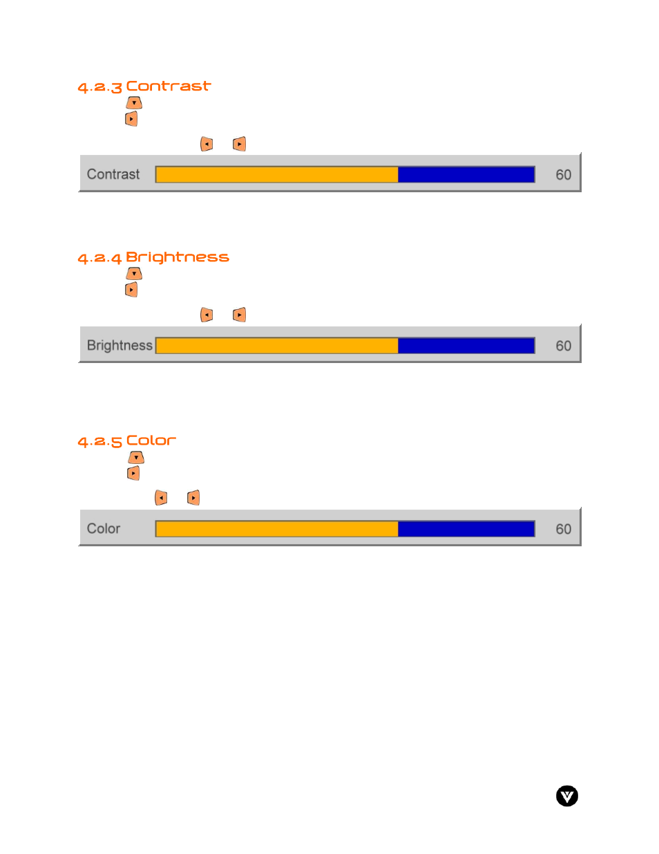 3 contrast, 4 brightness, 5 color | Vizio GV47L User Manual | Page 40 / 75