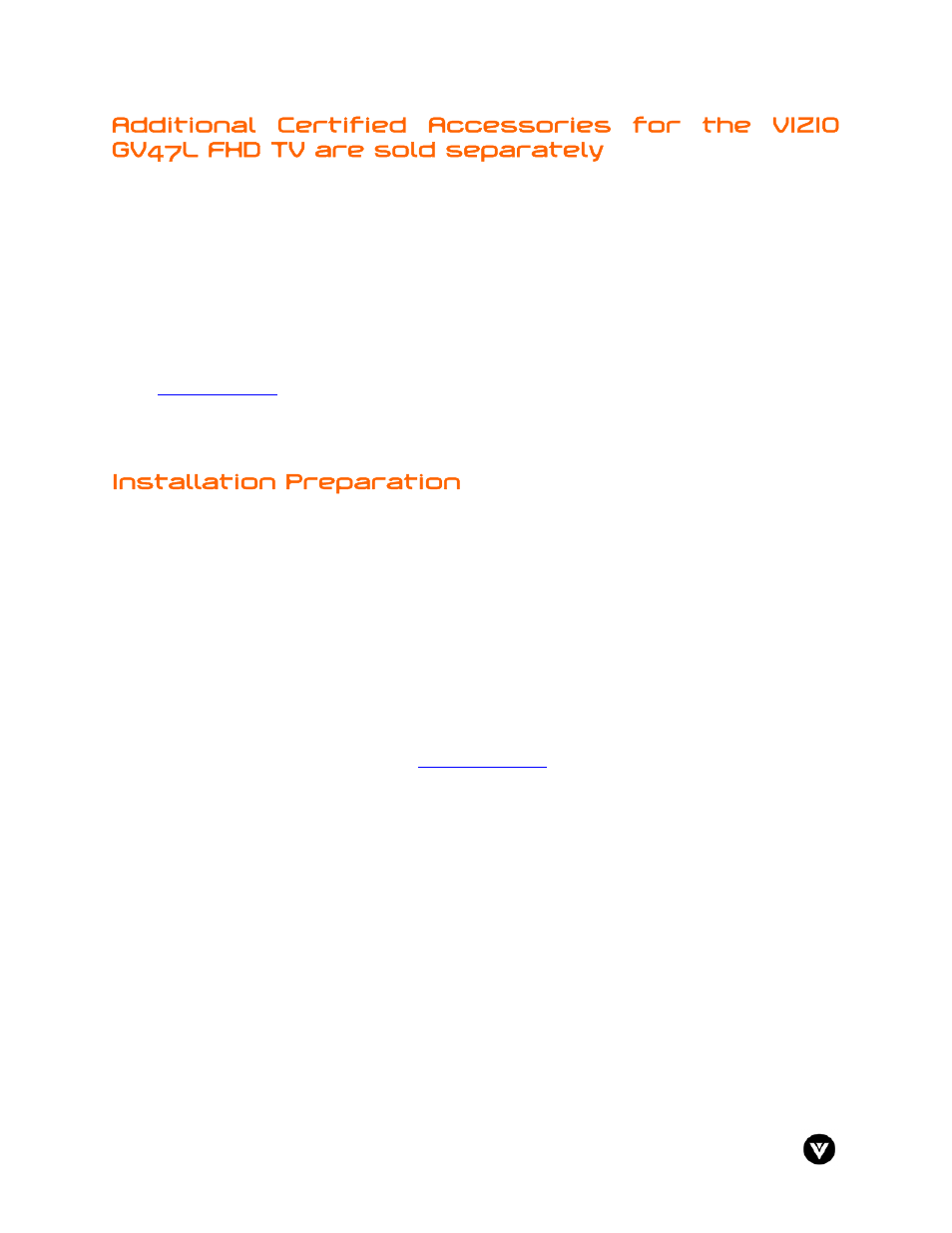 Installation preparation | Vizio GV47L User Manual | Page 5 / 75
