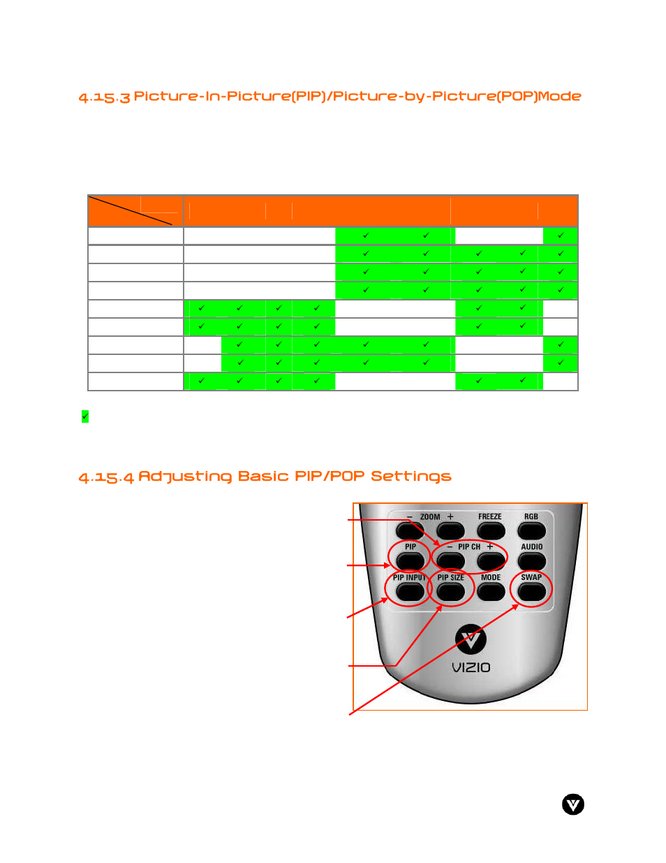 4 adjusting basic pip/pop settings | Vizio GV47L User Manual | Page 55 / 75