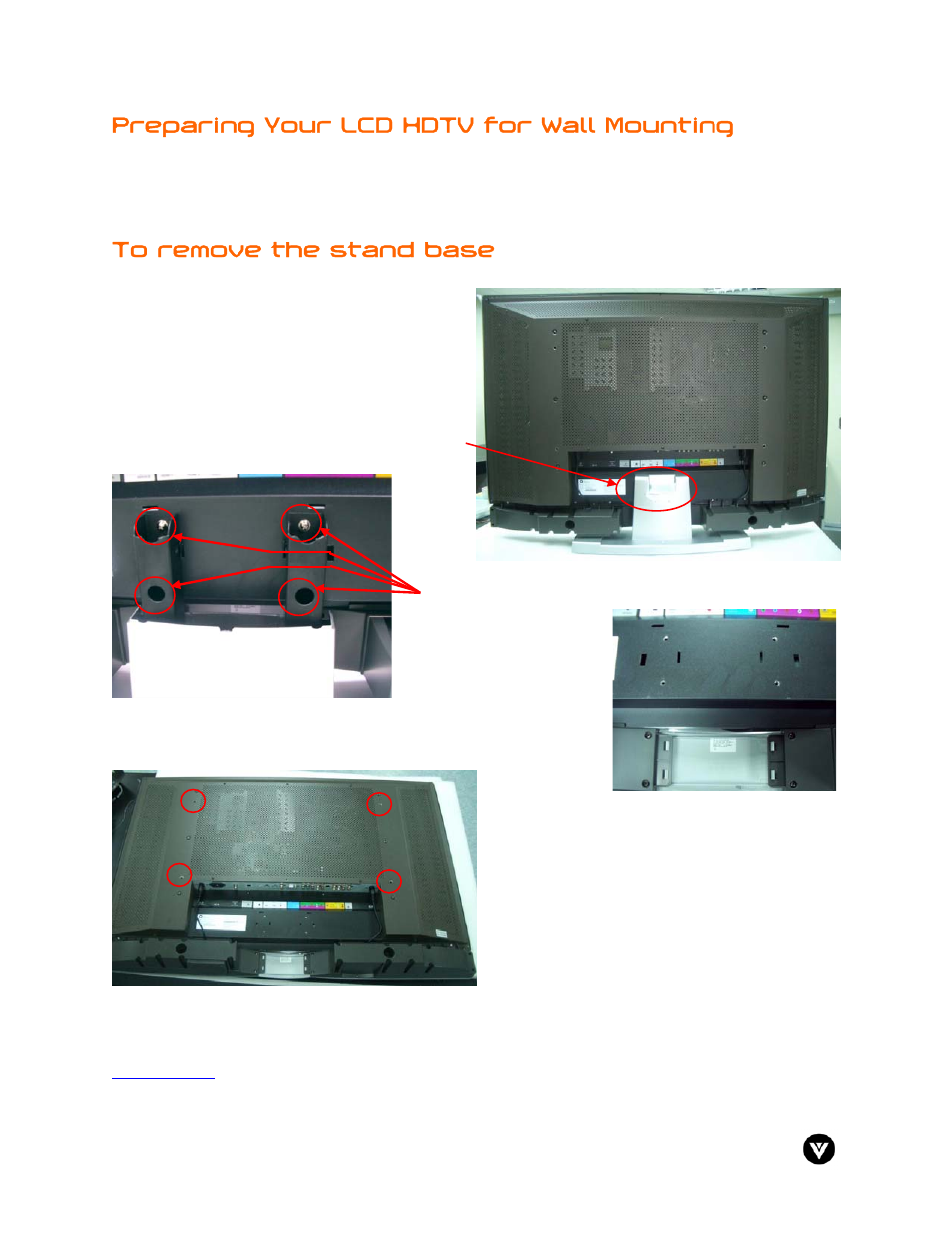 Preparing your lcd hdtv for wall mounting | Vizio GV47L User Manual | Page 6 / 75