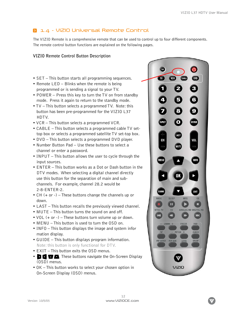 Vizio L37 User Manual | Page 12 / 81