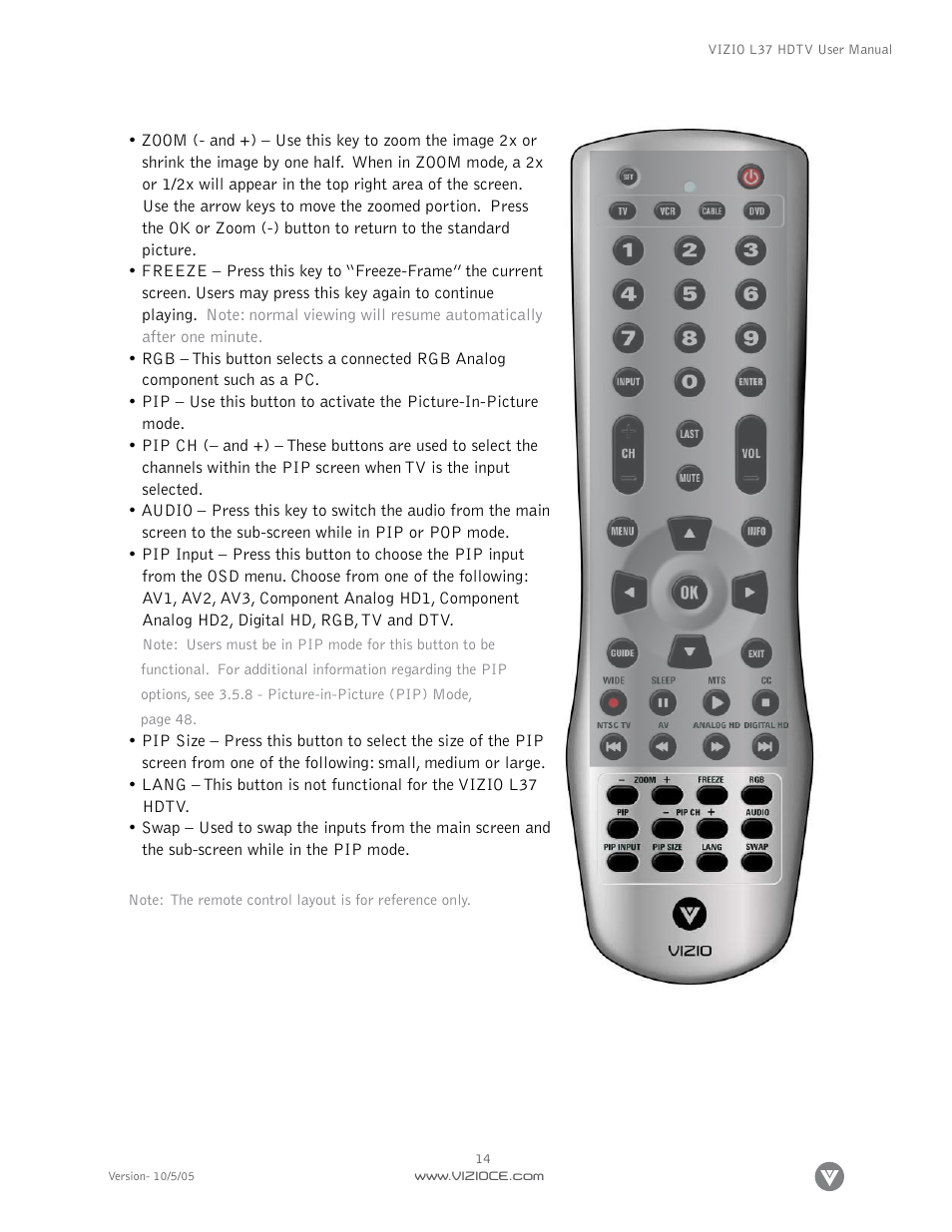 Vizio L37 User Manual | Page 14 / 81