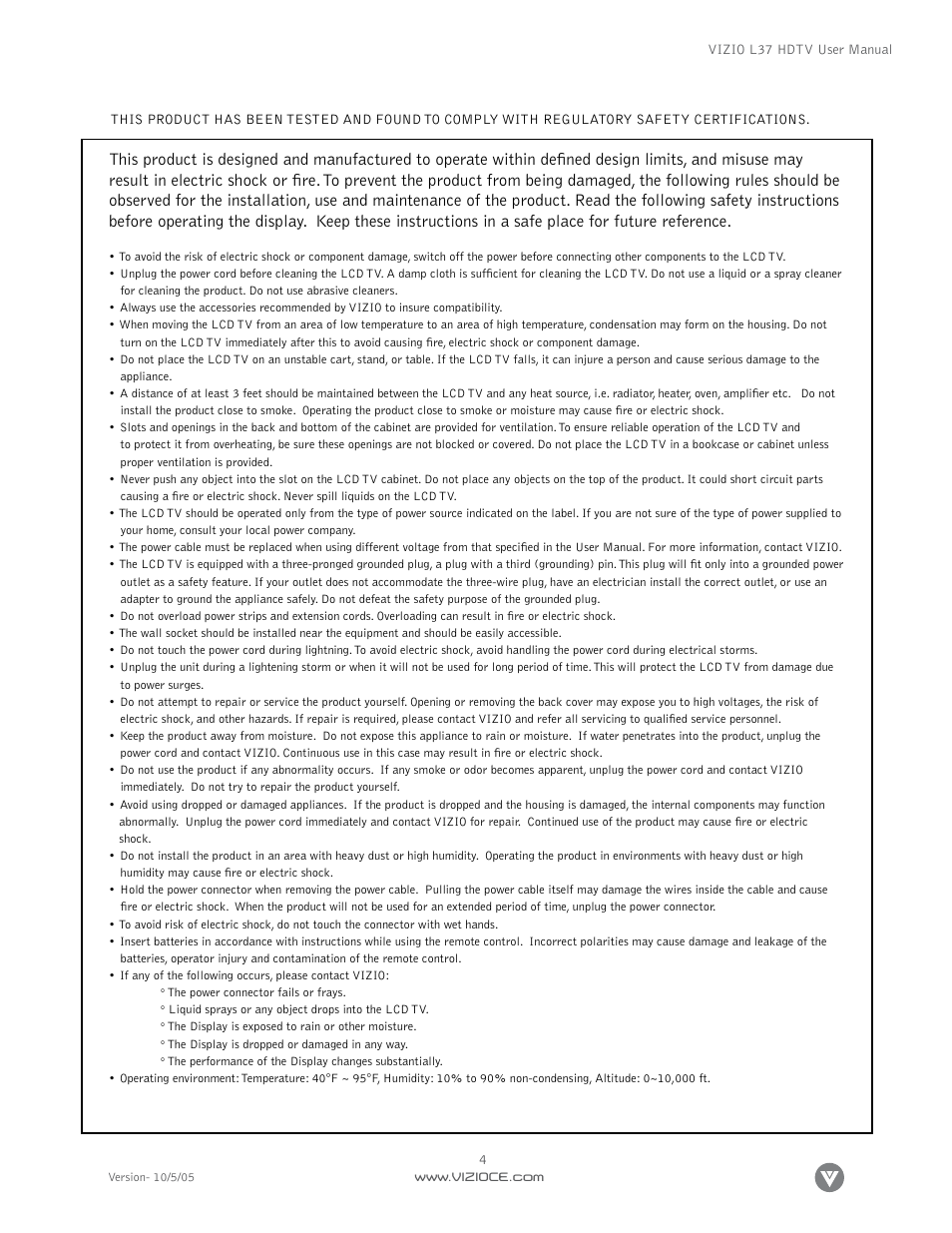 Vizio L37 User Manual | Page 4 / 81