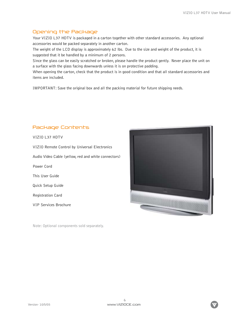 Vizio L37 User Manual | Page 6 / 81