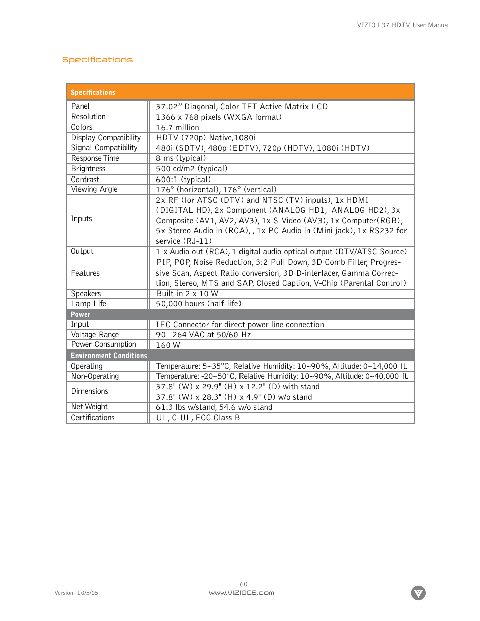 Vizio L37 User Manual | Page 60 / 81