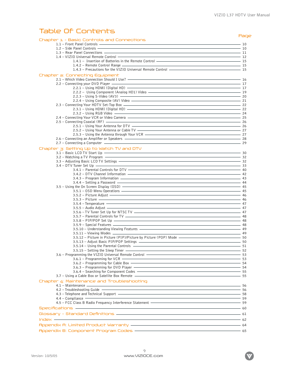 Vizio L37 User Manual | Page 9 / 81