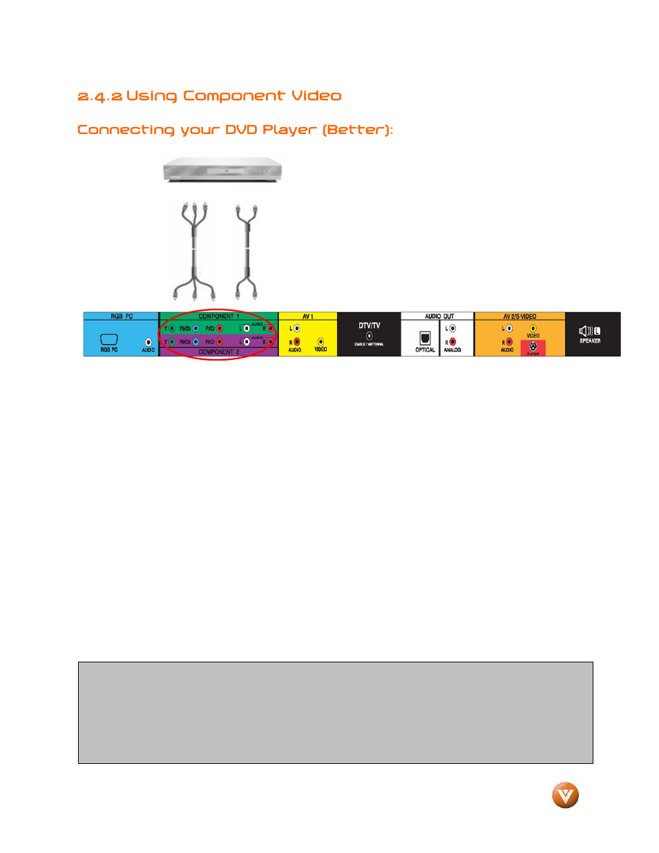 2 using component video | Vizio GV47L FHDTV20A User Manual | Page 26 / 78