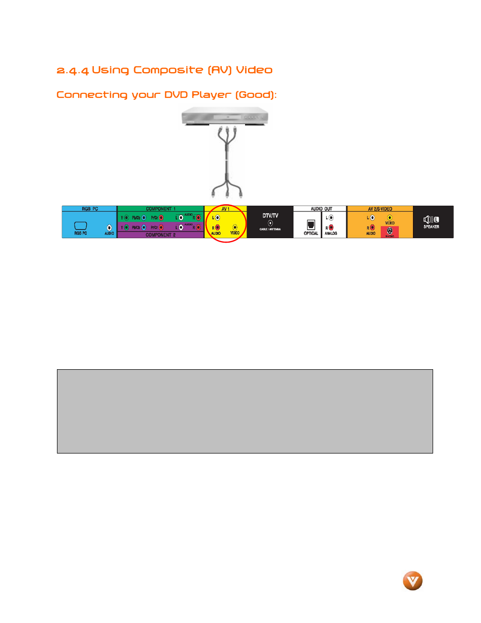 4 using composite (av) video | Vizio GV47L FHDTV20A User Manual | Page 28 / 78