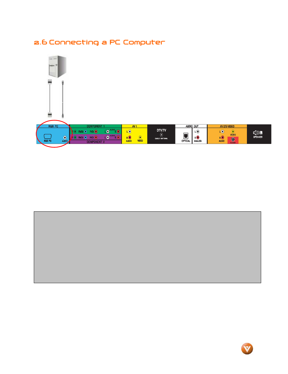 6 connecting a pc computer | Vizio GV47L FHDTV20A User Manual | Page 31 / 78