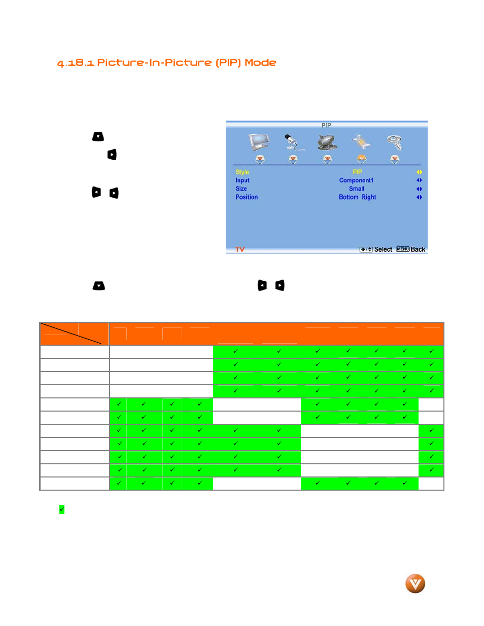 1 picture-in-picture (pip) mode, Style, Input | Vizio GV47L FHDTV20A User Manual | Page 59 / 78
