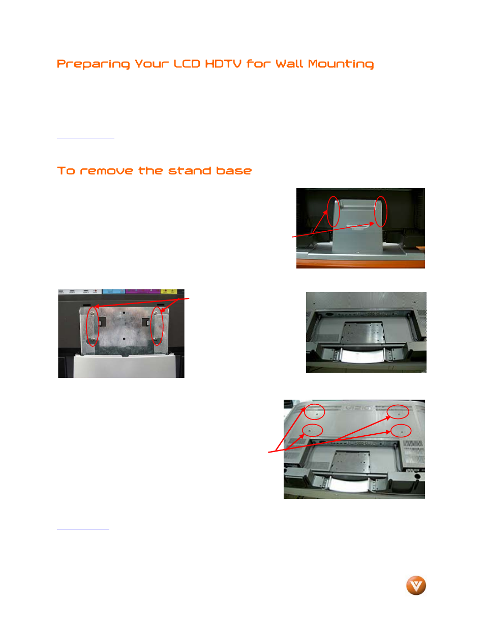 Preparing your lcd hdtv for wall mounting | Vizio GV47L FHDTV20A User Manual | Page 6 / 78