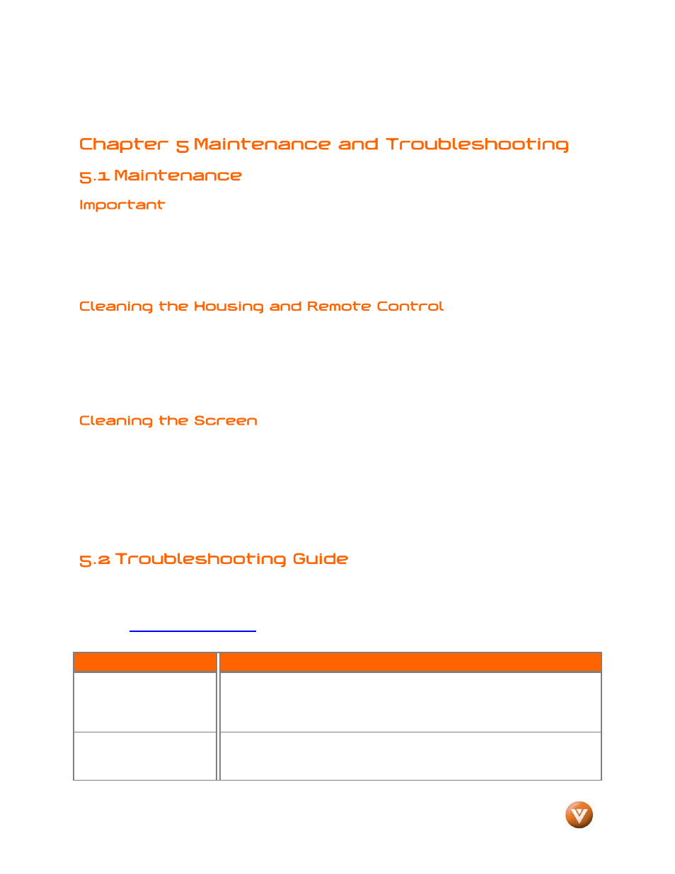 Chapter 5 maintenance and troubleshooting, 1 maintenance, 2 troubleshooting guide | Vizio GV47L FHDTV20A User Manual | Page 63 / 78