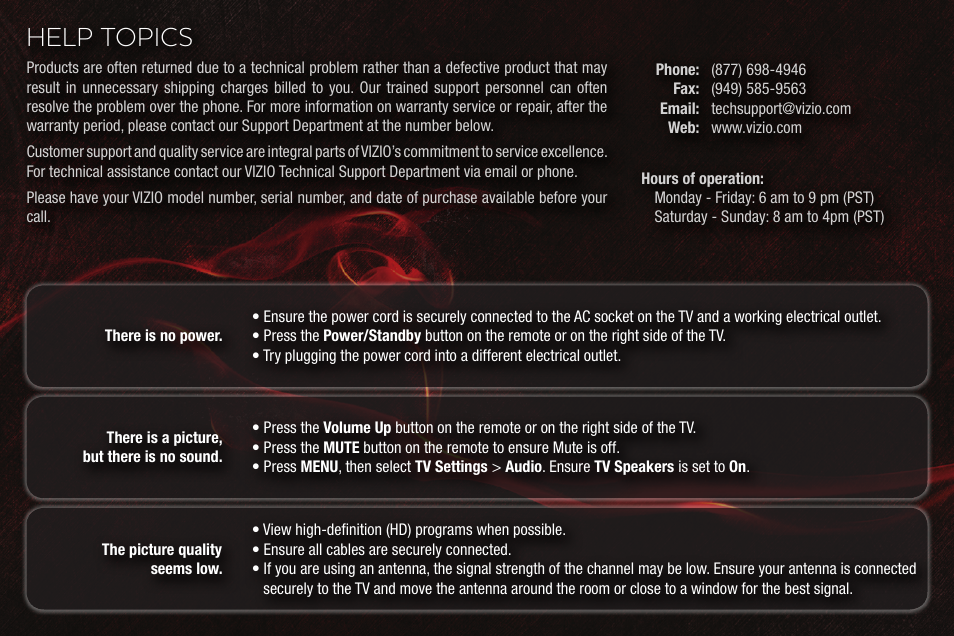Help topics | Vizio M470SV User Manual | Page 14 / 16