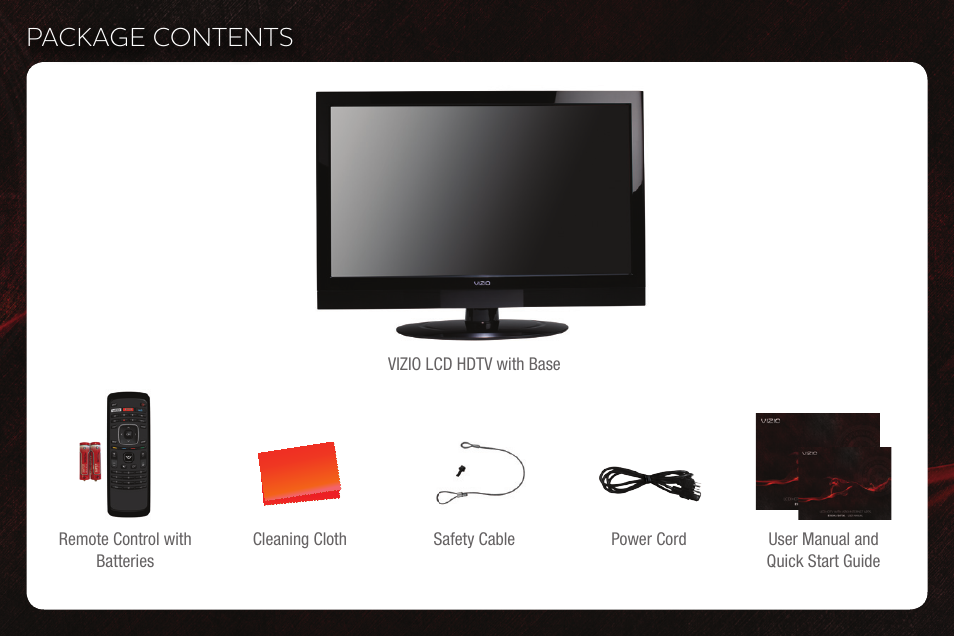 Package contents | Vizio M470SV User Manual | Page 2 / 16