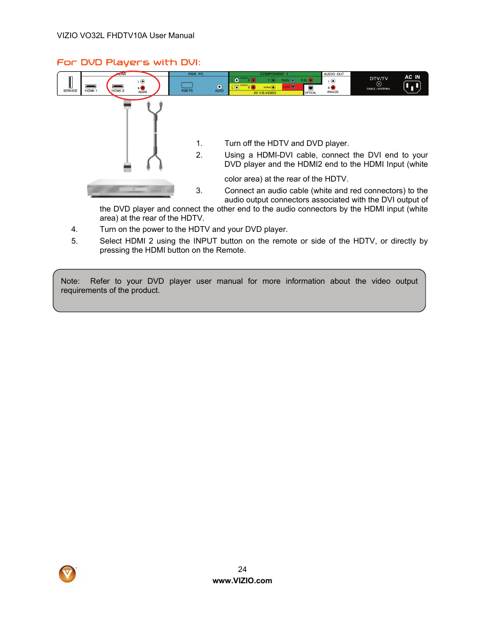 Vizio VO32L User Manual | Page 24 / 82