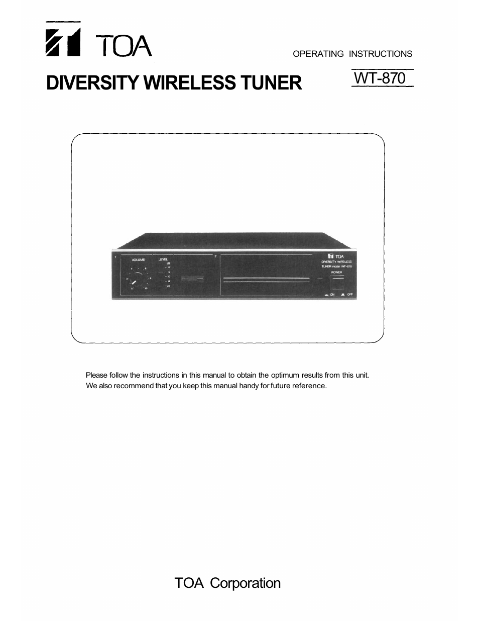 Vizio WT-870 User Manual | 8 pages