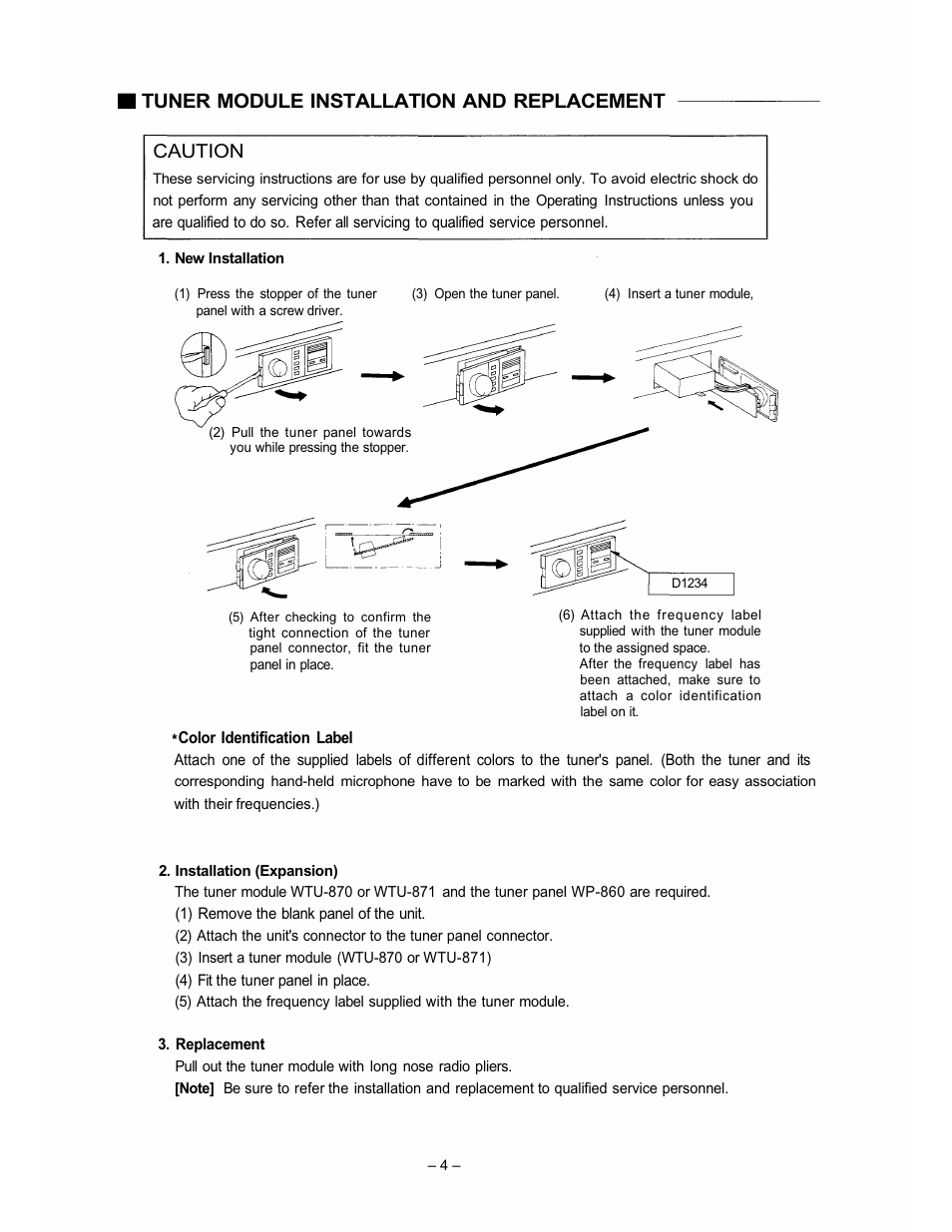 Tuner module installation and replacement caution | Vizio WT-870 User Manual | Page 4 / 8