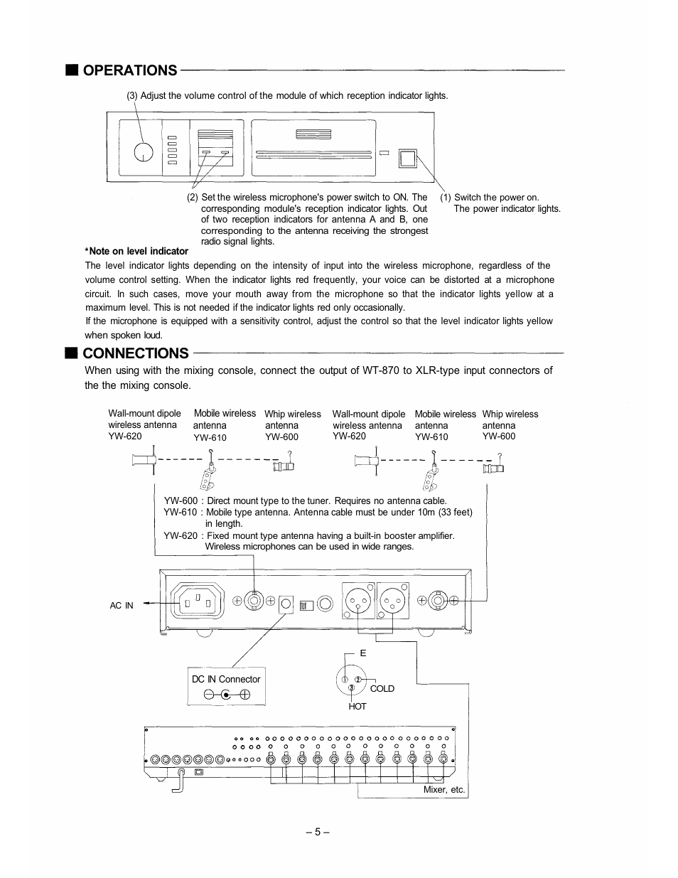 Operations, Connections | Vizio WT-870 User Manual | Page 5 / 8