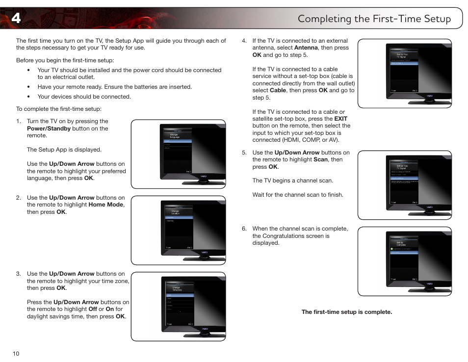 Completing the first-time setup | Vizio E321MV User Manual | Page 18 / 48