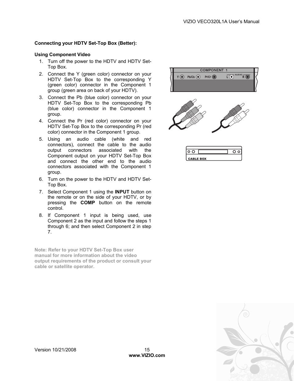 Vizio VECO320L 1A User Manual | Page 15 / 46