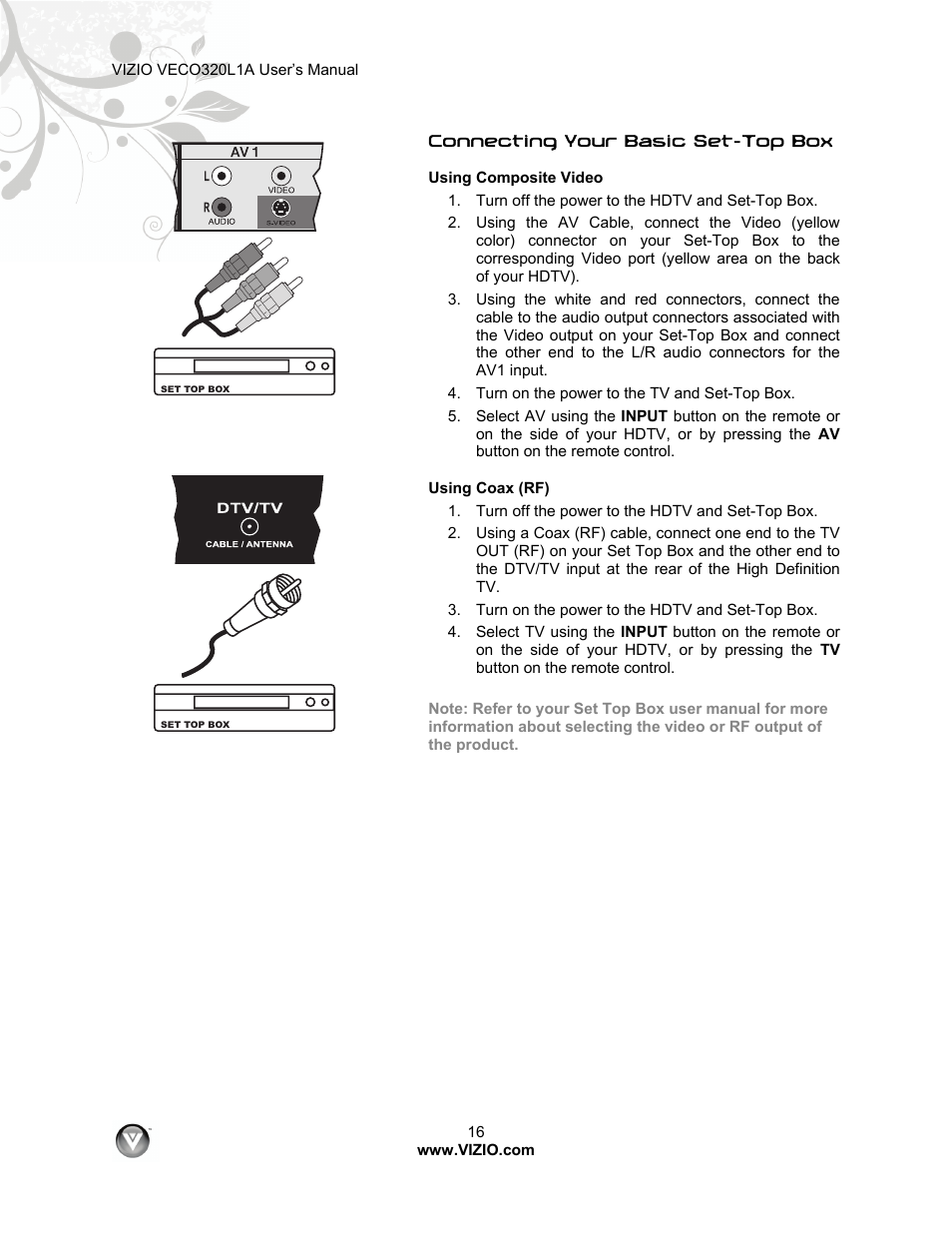 Vizio VECO320L 1A User Manual | Page 16 / 46