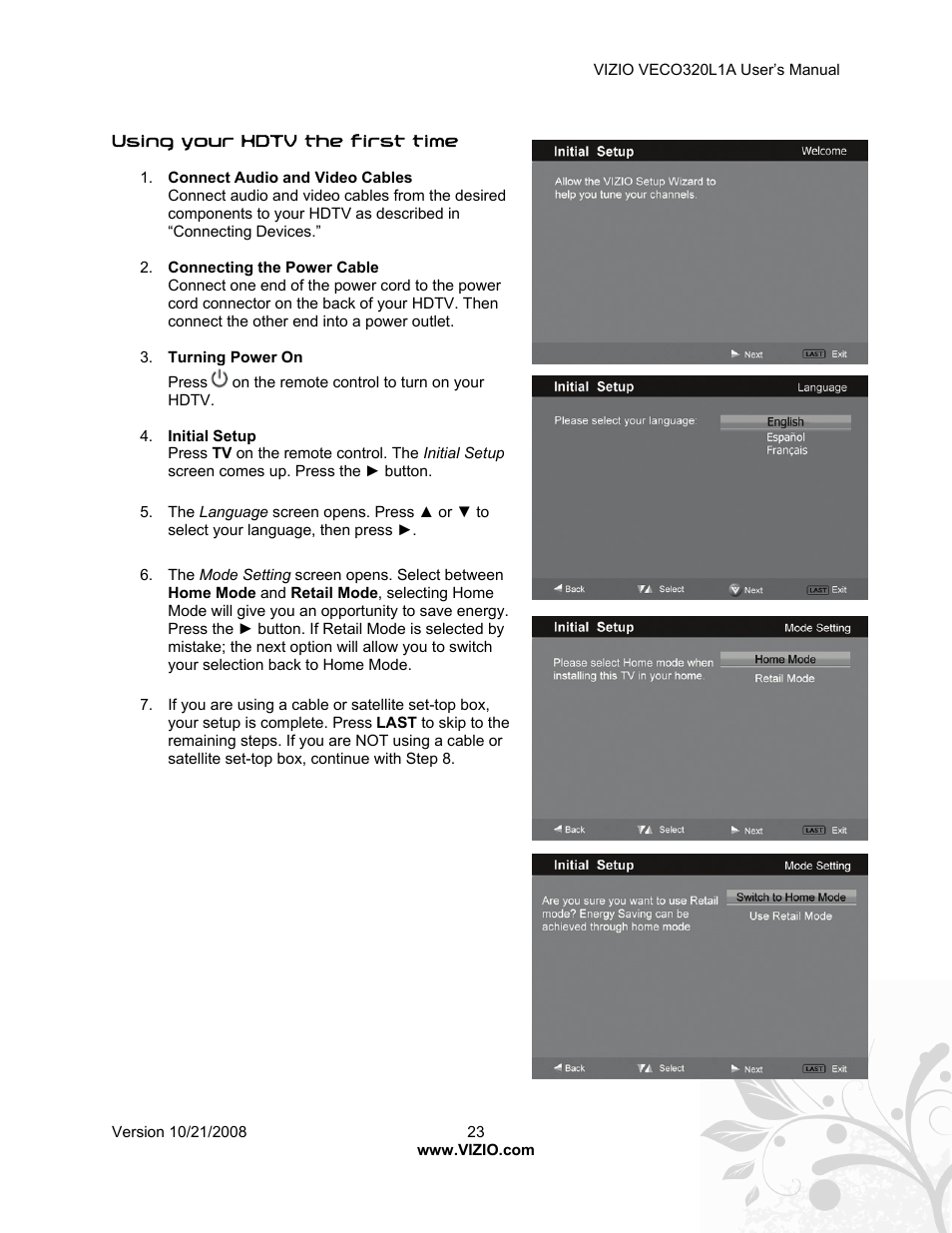 Vizio VECO320L 1A User Manual | Page 23 / 46