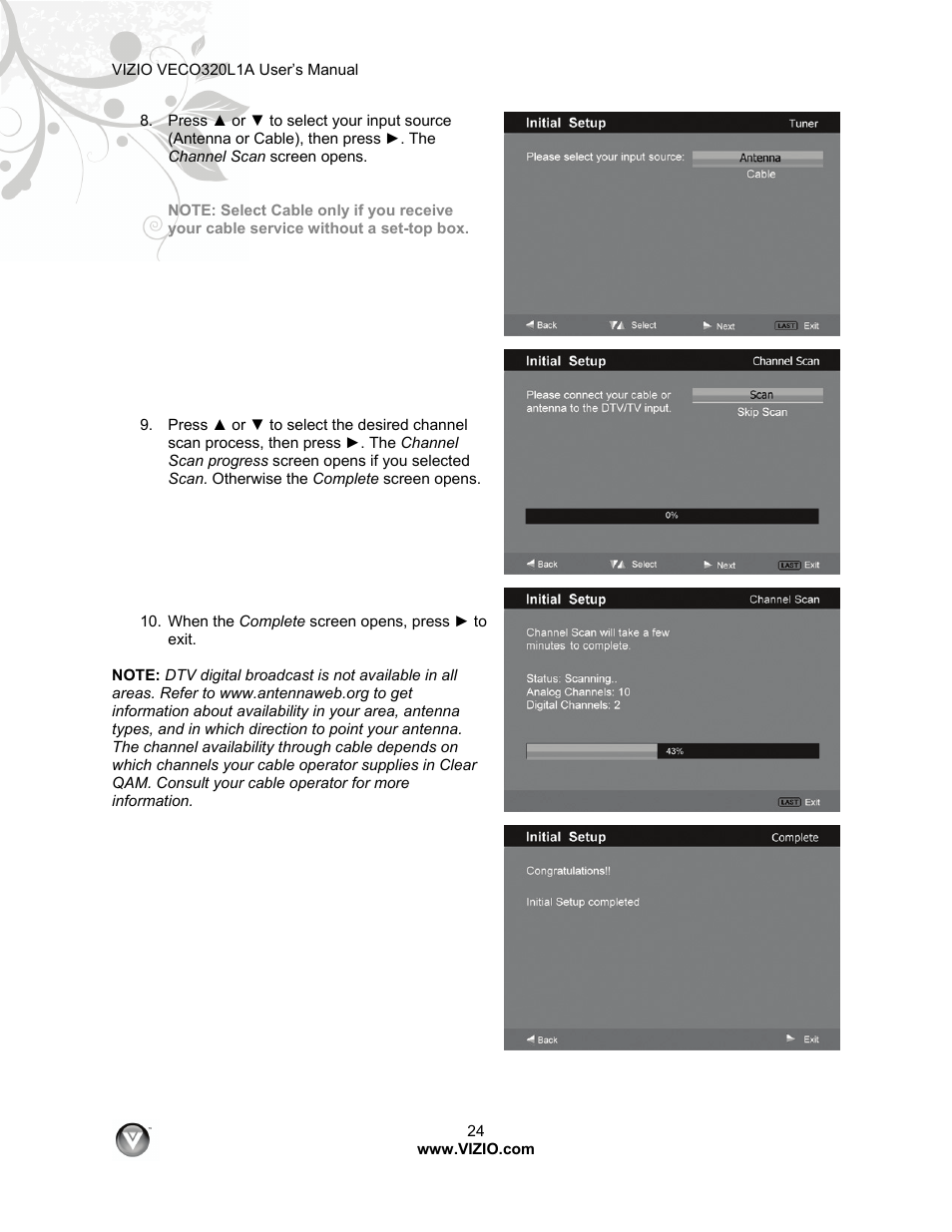 Vizio VECO320L 1A User Manual | Page 24 / 46