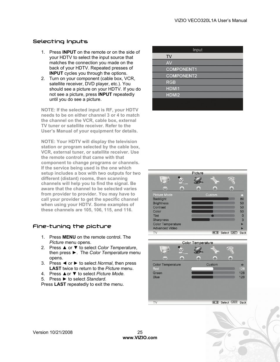 Vizio VECO320L 1A User Manual | Page 25 / 46