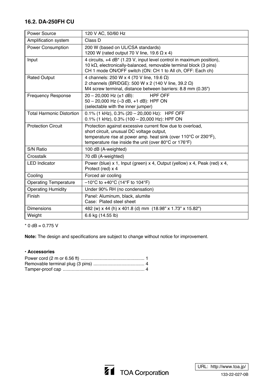 Vizio DA-250F CU User Manual | Page 20 / 20