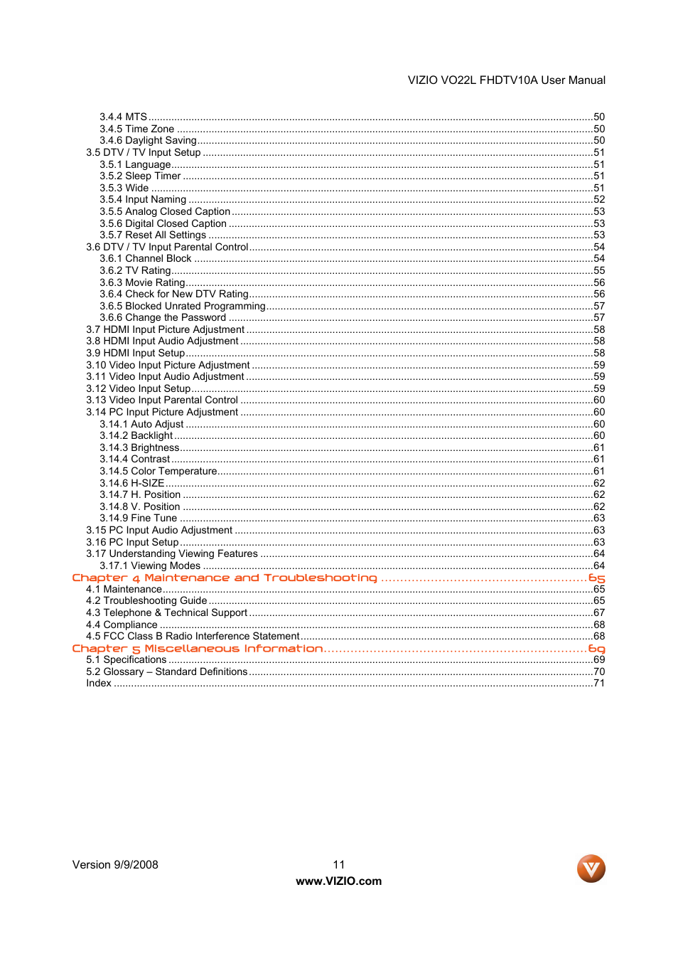 Vizio VO22L User Manual | Page 11 / 72