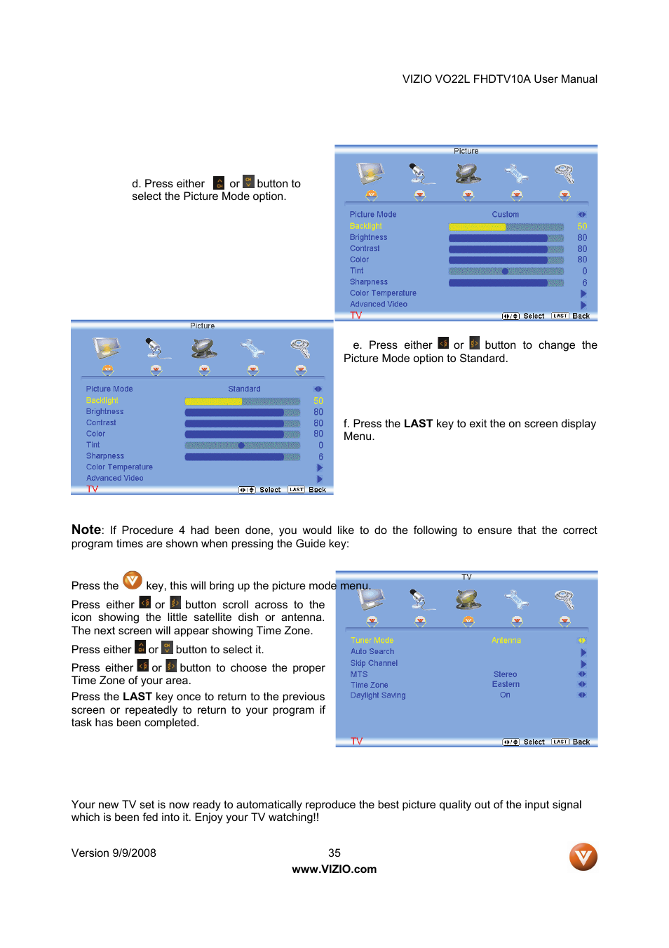 Vizio VO22L User Manual | Page 35 / 72