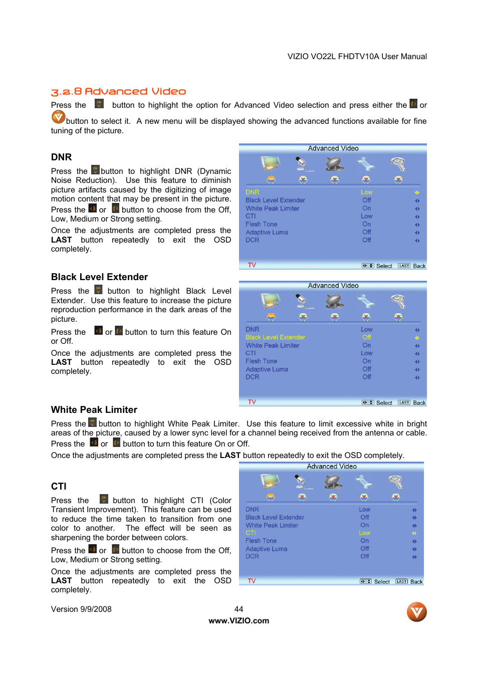 Vizio VO22L User Manual | Page 44 / 72