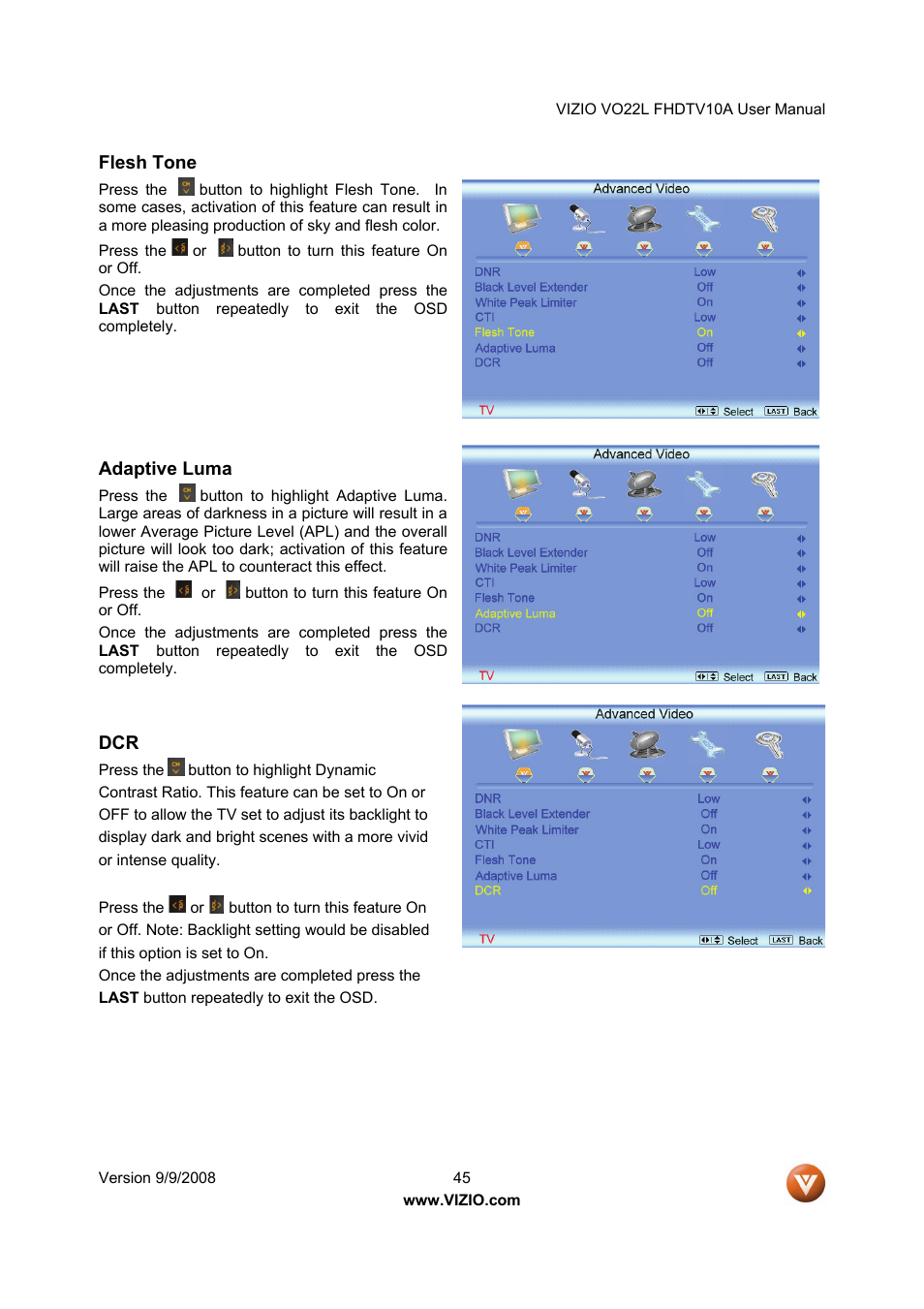Vizio VO22L User Manual | Page 45 / 72