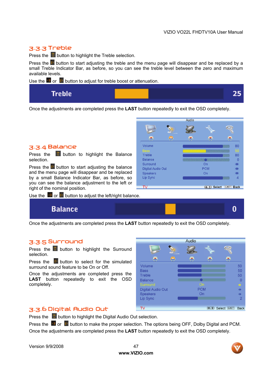 Vizio VO22L User Manual | Page 47 / 72