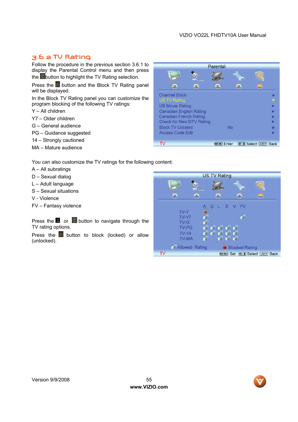 Vizio VO22L User Manual | Page 55 / 72