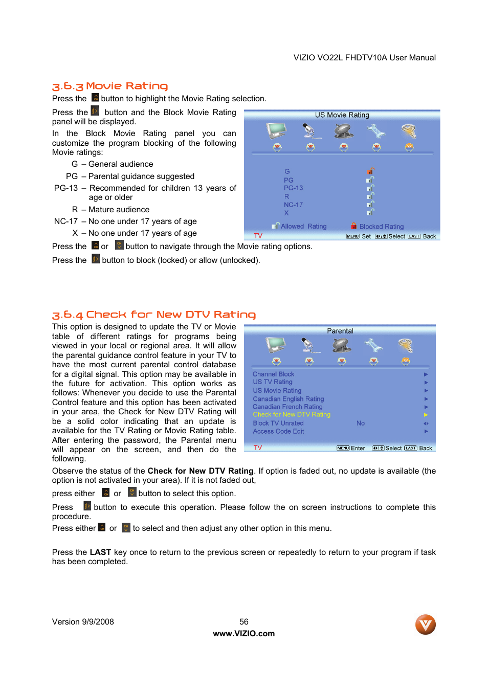 Vizio VO22L User Manual | Page 56 / 72
