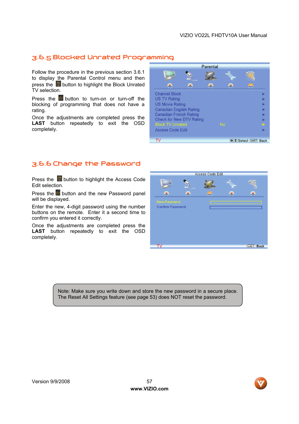 Vizio VO22L User Manual | Page 57 / 72